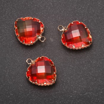 Discount! Heart Pendant Orange-Yellow Color, Gold-tone Setting 16x20 mm