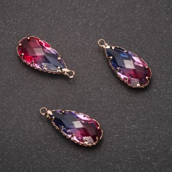 Discount! Pendant 'Drop' Blue-raspberry color, gold-tone setting 10x24mm