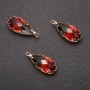 Sale! Pendant "Drop" Green and Red color, gold-tone setting 10x24mm