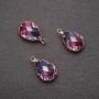 Sale! Pendant 'Drop' blue-pink color, gold-tone setting 10×17mm
