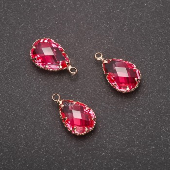 Discount! Pink Drop Pendant, Gold-Plated Setting 10x17mm