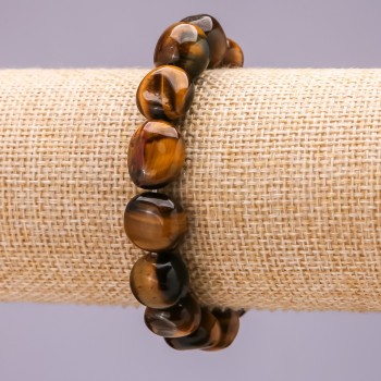 Elastic bracelet with Tiger's Eye, faceted 12×8 mm (±)