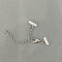 Clasp for two-strand bracelets and beads with crystals and extension chain, silver-colored metal, diameter 9×12 mm, length 5 cm
