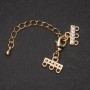 Golden clasp for bracelets and beads on three strands with crystals and extender chain, golden metal, diameter 9x12 mm, length 5 cm