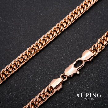 Xuping Chain with Armor Weave, 50 cm Length, 8 mm Thick, Gold Plated