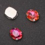 Price per pack /10 pcs. Sew-on crystal in claw oval 10×12 mm raspberry-orange