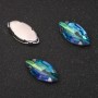 Price per pack / 10 pcs. Sew-on crystal in a claw setting Oval 9x18mm green-blue
