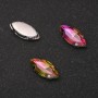 Price per pack / 10 pcs. Sew-on crystal in prong Oval 9x18 mm pink-green