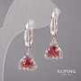 Xuping Earrings with Red Stones 12x28mm Rhodium