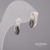 Xuping Earrings with Black Stones 5x16mm Rhodium