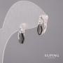 Xuping Earrings with Black Stones 5x16mm Rhodium