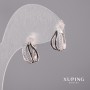 Xuping Earrings with White Stones and Black Enamel 10x16 mm Rhodium