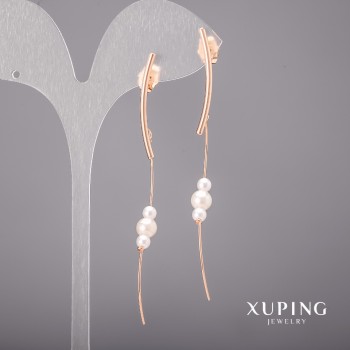 Xuping Earrings with Mallorca Pearls 6x75mm 18K Gold Plating