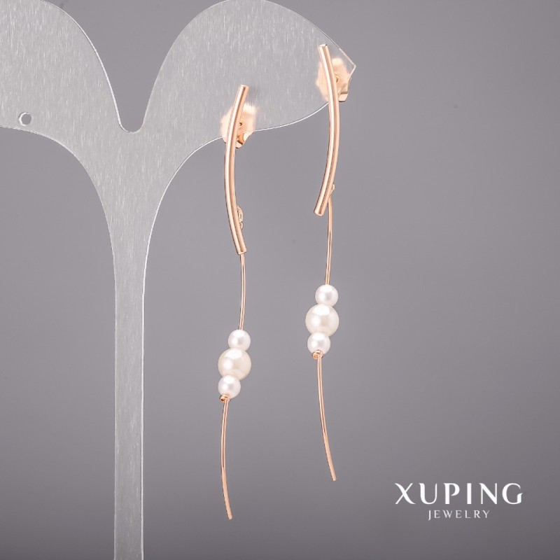 Xuping Earrings with Mallorca Pearls 6x75mm 18K Gold Plating