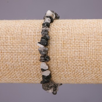 Elastic bracelet with rutile quartz chips, 7(±)mm diameter, 18 cm length