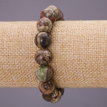Elastic bracelet Picasso Jasper smooth bead, diameter 12(±)mm, length 18 cm