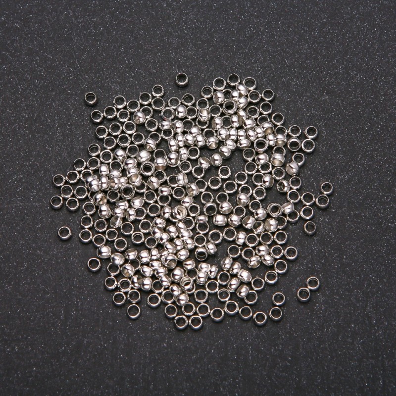 Crimp fixers "Zahipy", 3 mm diameter, silver metal color, 8 g