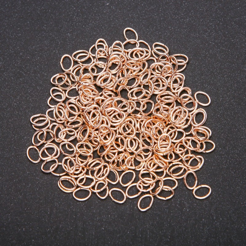 Connecting oval rings, 5x7 mm, 20 g pack, gold color