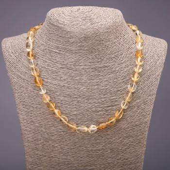 Faceted Citrine Necklace, bead diameter 9×12 mm (±), length 48 cm