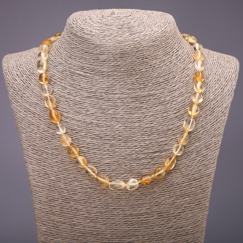 Faceted Citrine Necklace, bead diameter 9×12 mm (±), length 48 cm