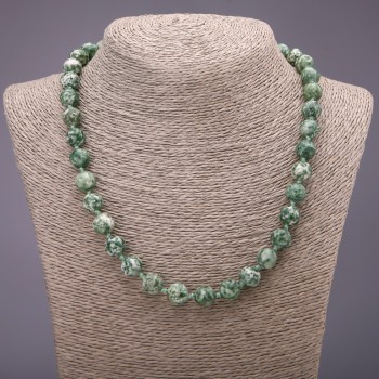 Moss Agate Bead Necklace (Imitation), Smooth Bead, 10 mm Diameter, 48 cm Length