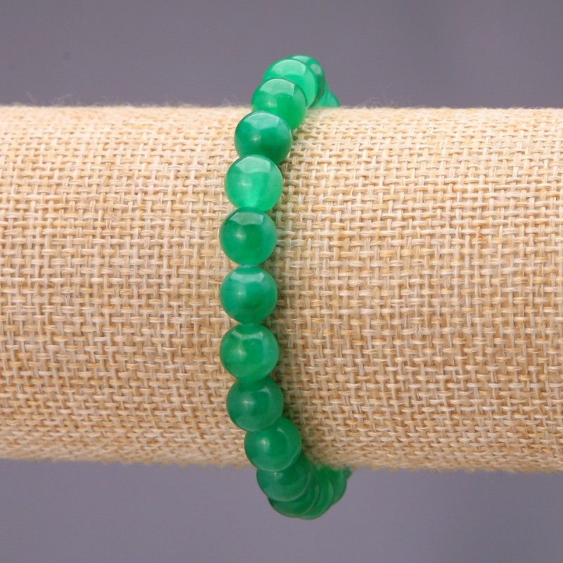 Chrysoprase Stone Bracelet (named after ) Smooth beads, 8 mm diameter (+/-), on elastic, 18 cm circumference