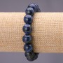 Bracelet with natural lapis lazuli beads, smooth round beads, 12 mm diameter, on elastic, length 18 cm