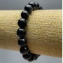 Bracelet made of natural agate with smooth beads, 10 mm diameter, on elastic band, 18 cm circumference