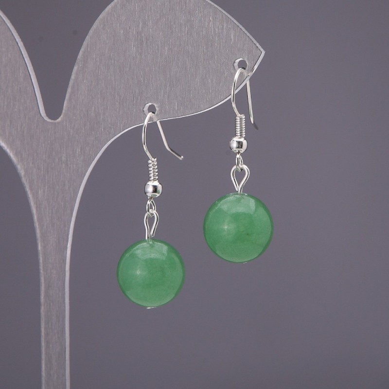 Jade Earrings - Smooth Ball, 12mm Diameter