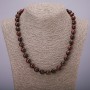 Natural Stone Bull's Eye Necklace with a Faceted Bead, Diameter 10(±)mm, Length 48 cm