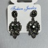 Stud earrings with pendant, dark and light crystals, silver-tone metal, 40 mm