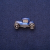 Sale! Car Brooch blue-black enamel with crystals, gold-tone metal 17×29mm