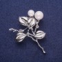 Discount! Sprig with Majorca Pearls, silver-tone metal 43x52 mm