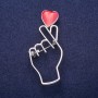Sale! Pin 'Symbol of Love' red enamel, silver-tone metal 25x57mm