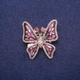 Sale! Butterfly Brooch with Enamel and Crystals, Gold-tone Metal 32×35mm