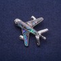 Discount! Abalone Plane Brooch, Silver-toned metal 38x44 mm