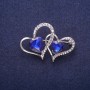 Discount! Crystal Hearts Brooch, silver-tone metal 30×43mm