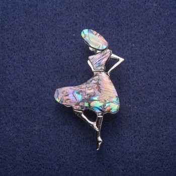 Discount! Madam Brooch with Chalcedony, Silver-Tone Metal