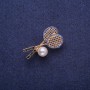 Discount! Pearl Tennis Rackets Brooch (Imitation), Golden Metal 18×33mm
