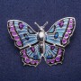 Discount! Butterfly Brooch with Enamel in Silver-Colored Metal 43x60 mm