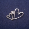 Sale! Clearance Crystal Heart Brooch, silver-tone metal 29x42mm
