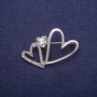 Sale! Clearance Crystal Heart Brooch, silver-tone metal 29x42mm