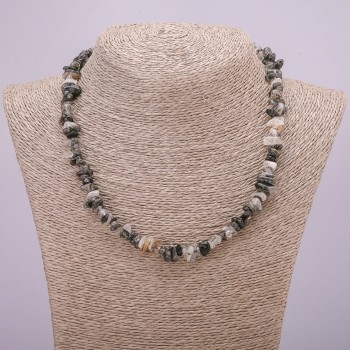 Hair quartz chip necklace, 7(±)mm diameter, 45 cm length