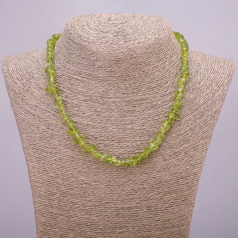 Chrysolite Necklace, chip beads, diameter 6(±)mm, length 45 cm