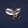 Discount! Butterfly Brooch with Crystals, Silver-Tone Metal 32x32mm