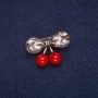 Sale! Brooch 'Cherries' with crystals, gray metal 19x28mm