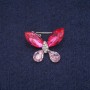 Sale! Butterfly Brooch with Crystals, Silver-Tone Metal 20x23mm