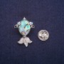 Discount! Brooch 'Fish' with Halite Cabochon and Rhinestones, Silver-Tone Metal 19×28 mm
