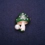 Discount! Mushroom Brooch with Green Cap, 22x28mm, Metal Color 'Gold'