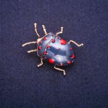 Discount! Beetle Enamel Brooch, Gold-Tone Metal 31×35mm
